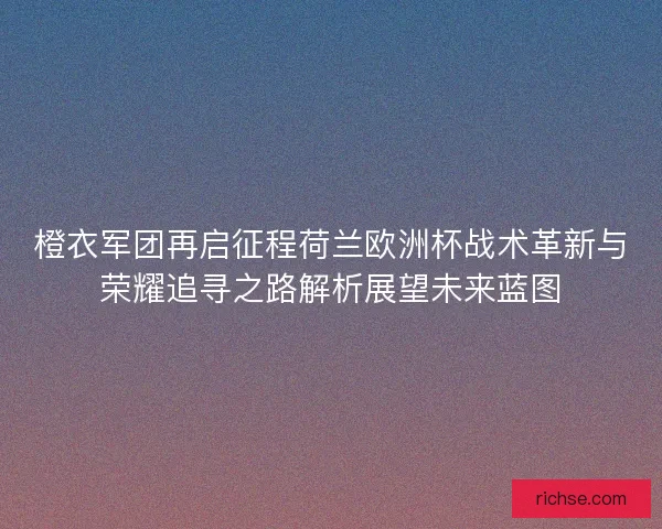 橙衣军团再启征程荷兰欧洲杯战术革新与荣耀追寻之路解析展望未来蓝图