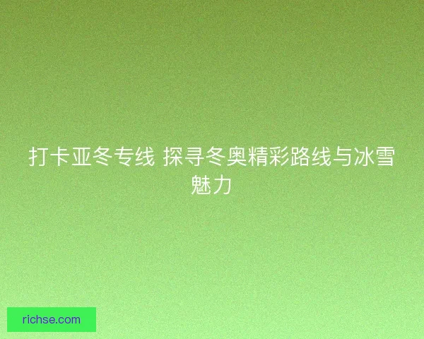 打卡亚冬专线 探寻冬奥精彩路线与冰雪魅力