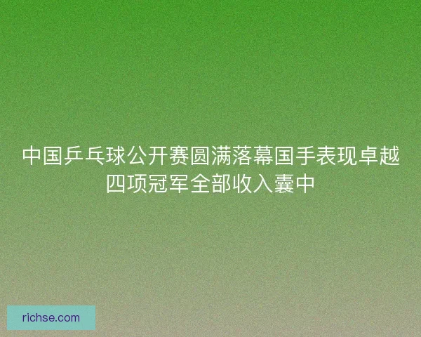 中国乒乓球公开赛圆满落幕国手表现卓越四项冠军全部收入囊中